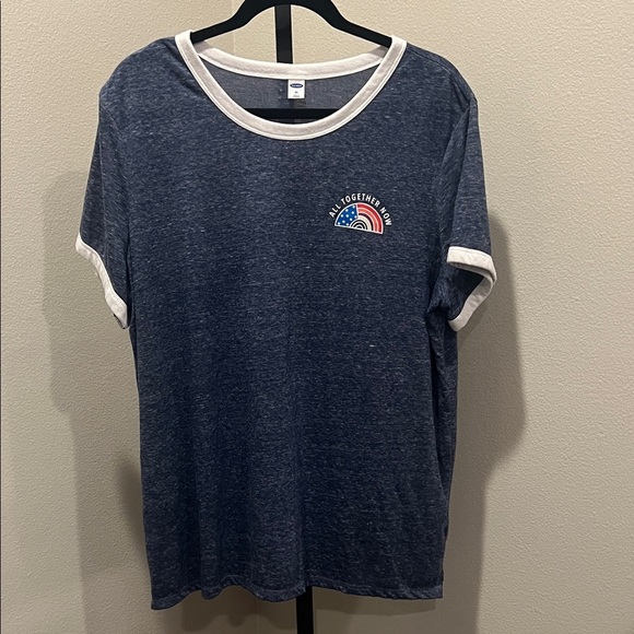 Old Navy Tops - Old Navy Blue Tee with White and Red Graphic NWOT